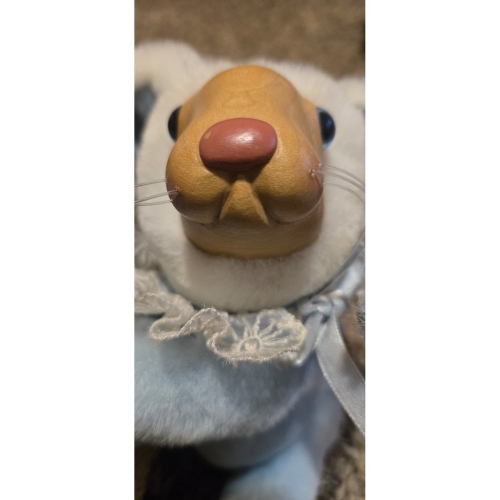 Robert Raikes Wood Face Bunny Rabbit Plush Daniel Stuffed Animal Basket No Egg - Picture 5 of 16